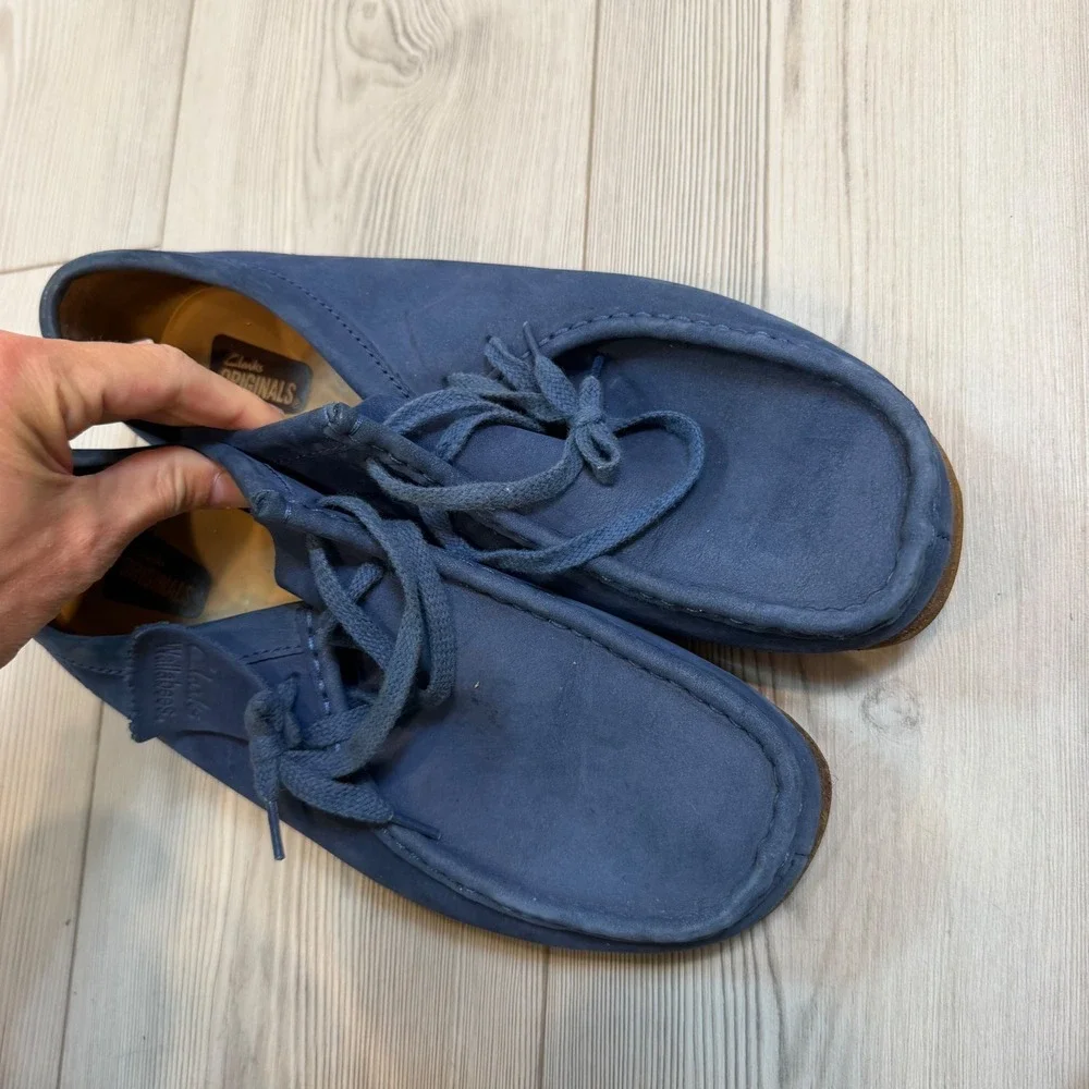 Clarks Originals Wallabees Mens 9 Navy Blue Nubuck Leather Moccasin 261225827080